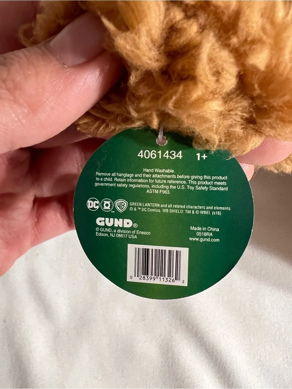 GUND DC Comics Green Lantern Fuzzy Teddy Bear Stuffed Animal Plush, Brown, 14